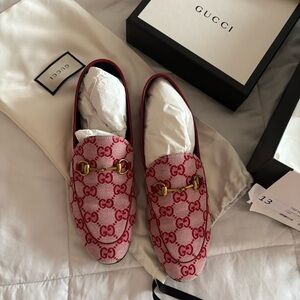 Gucci Jordaan red GG canvas loafers